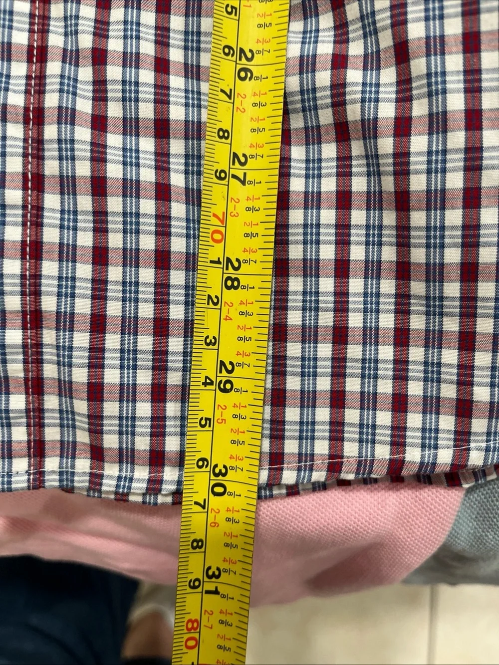 Banana Republic Red & Blue Non Iron Slim Fit Checked Dress Shirt Medium